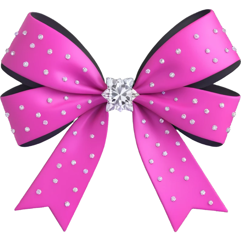 3D emoji style bow, magenta, sparkling diamond texture emoji