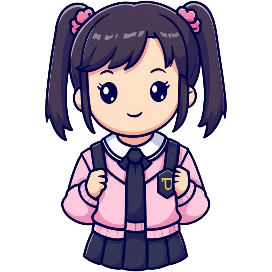 Cute anime girl with pink twin tails and school uniform emoji