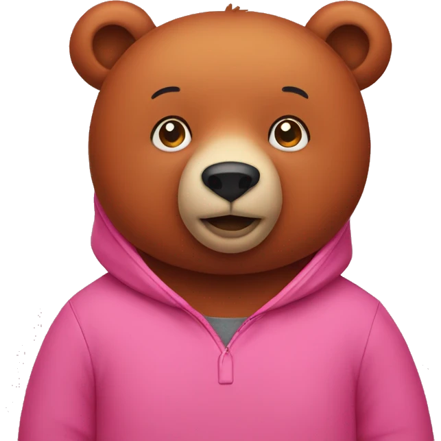 A red bear wearing a Pullover in pink  emoji
