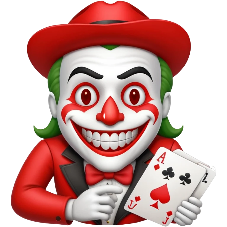 poker card with a funny jolly joker inside the card (machine os icon) emoji