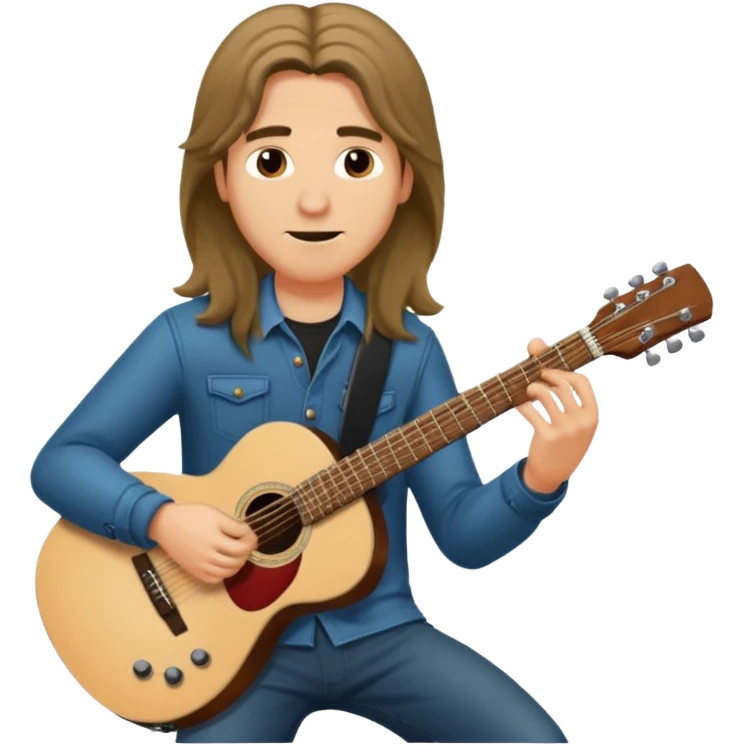 Guy with long hair guitarist emoji