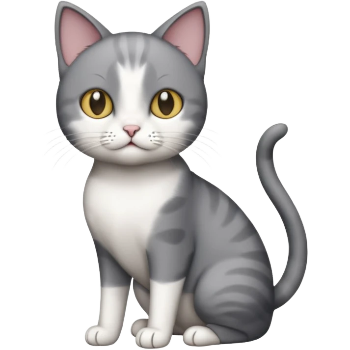 full body small short hair dark grey and white cat emoji