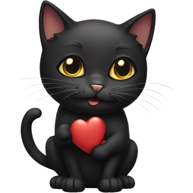 Black cat blowing kiss emoji
