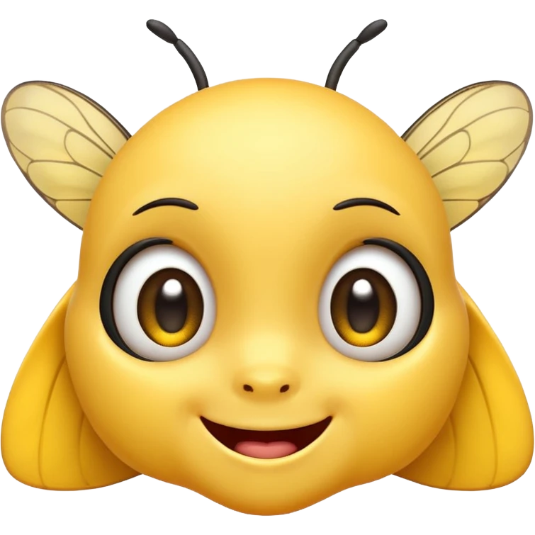 Yellow big shiny eyes emoji smiling and blushing with Bumblebees around it and its happy emoji