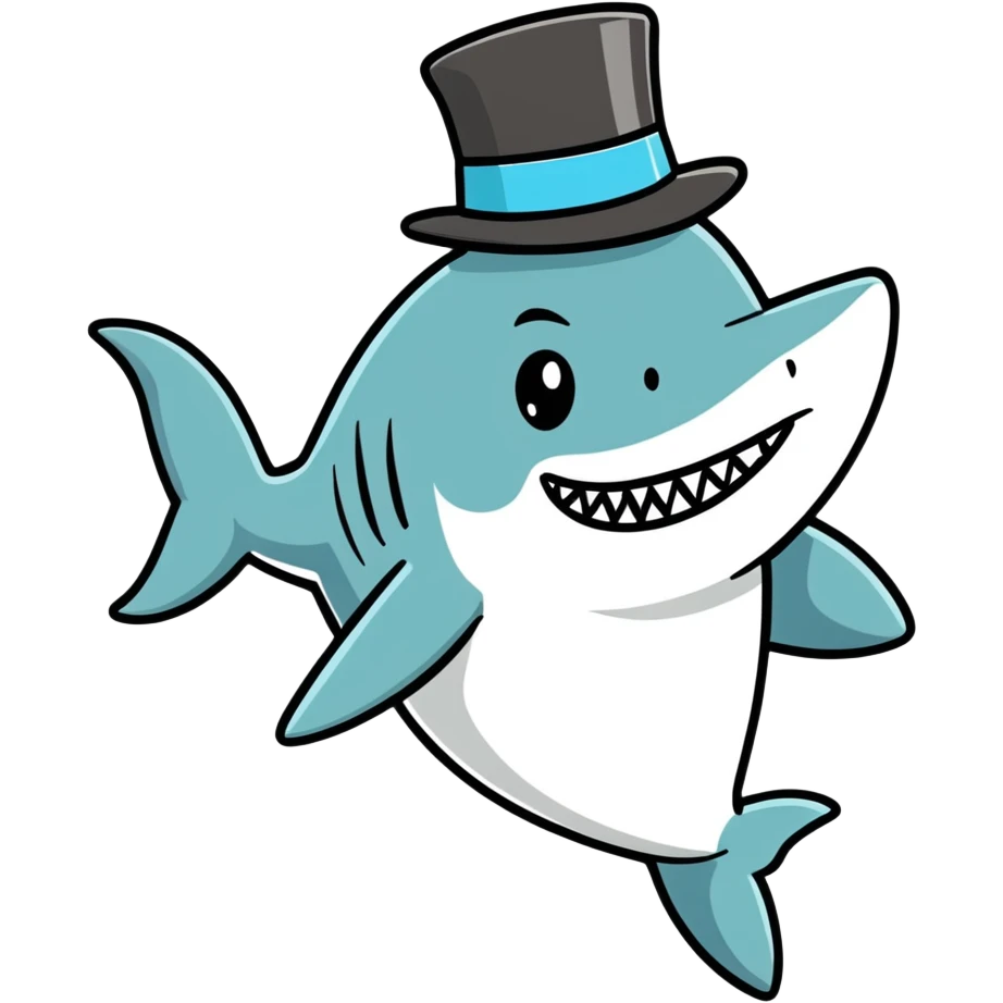 Shark with a top hat emoji