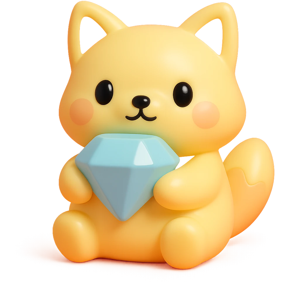 cute animal holding a diamond emoji