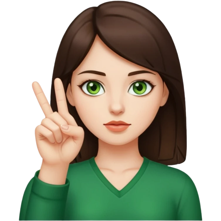 Girl Brunette with green eyes sticking up middle finger emoji