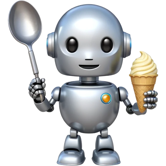 The cute robot is holding dessert in its hands, 3d emoji emoji