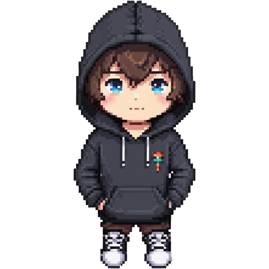 chibi male in hoodie and sneakers emoji