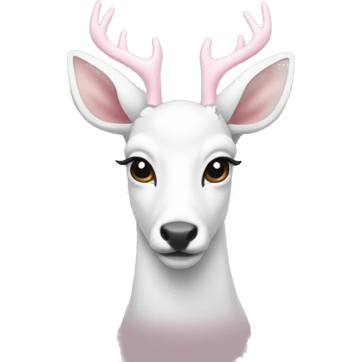 White deer with two light pink bows on each side of their ear emoji