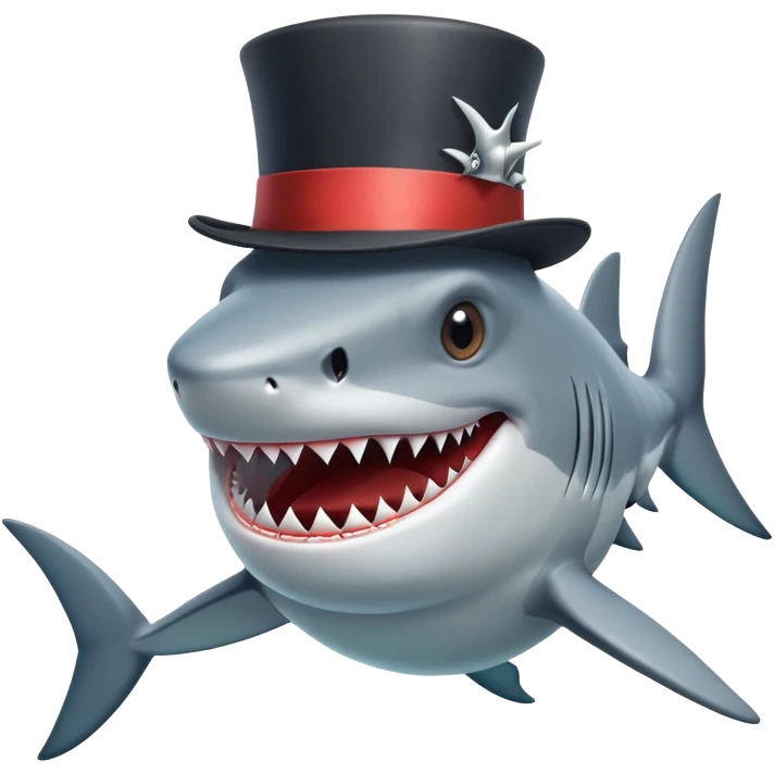 Shark with a top hat emoji