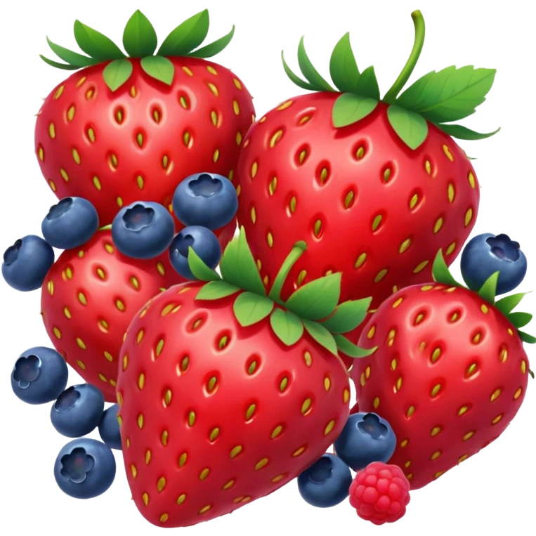 strawberries, blueberries, raspberries emoji