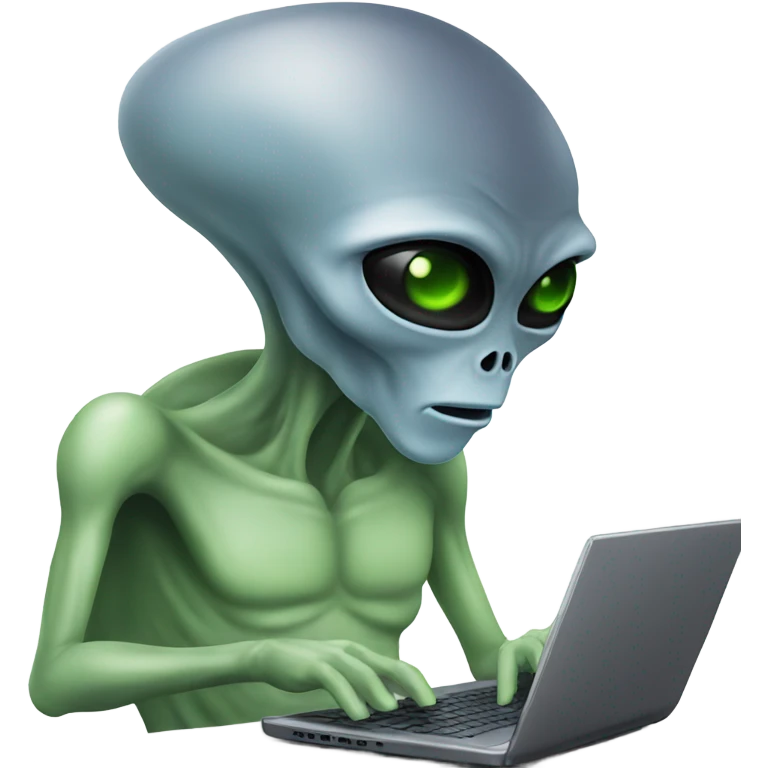 Alien typing on laptop emoji
