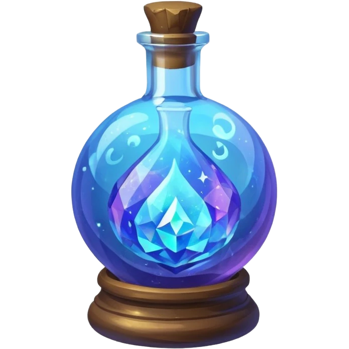 Blue Magic Fantasy Potion, Ball Bottle Low Poly emoji