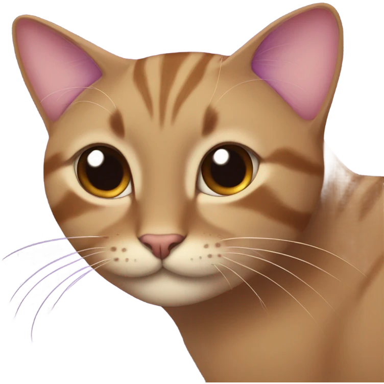 Purple butterfly on brown smilling cat’s nose emoji