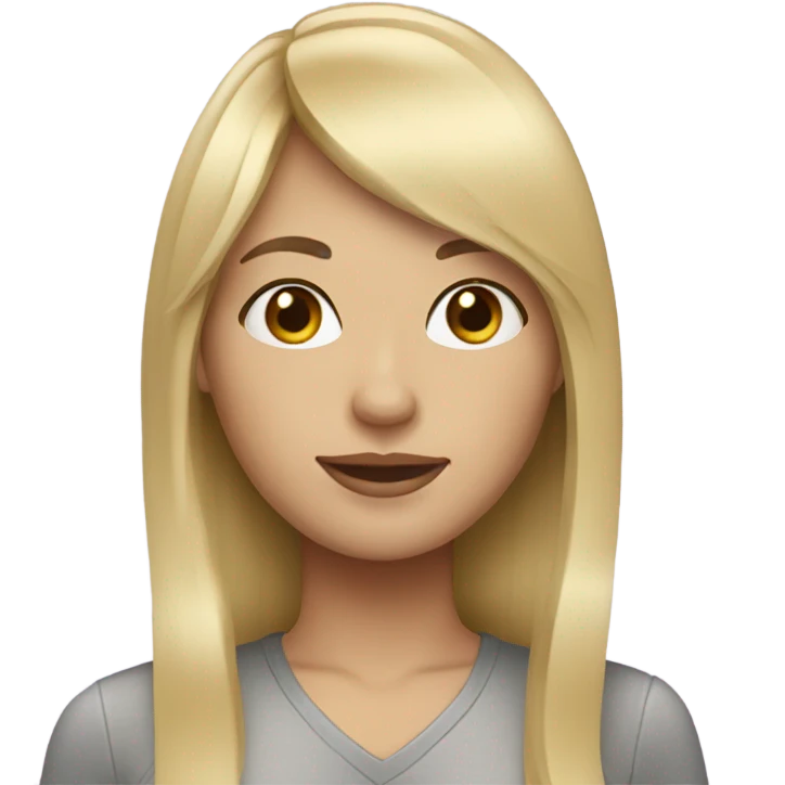 blonde woman long hair with bangs emoji