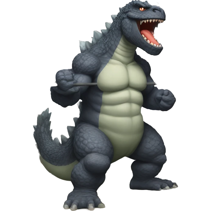 strong godzilla at gym emoji