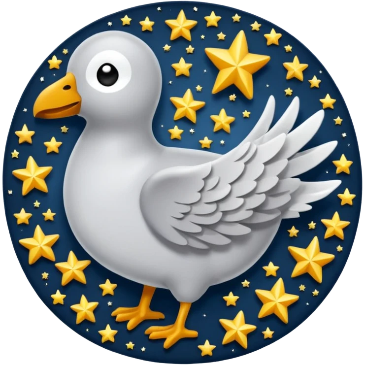 Eine Taube fliegt durch funkelnde Sterne emoji