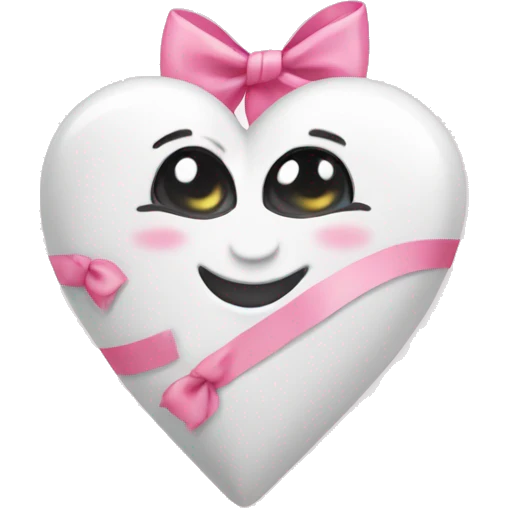 Cute white heart with pink ballet bows emoji