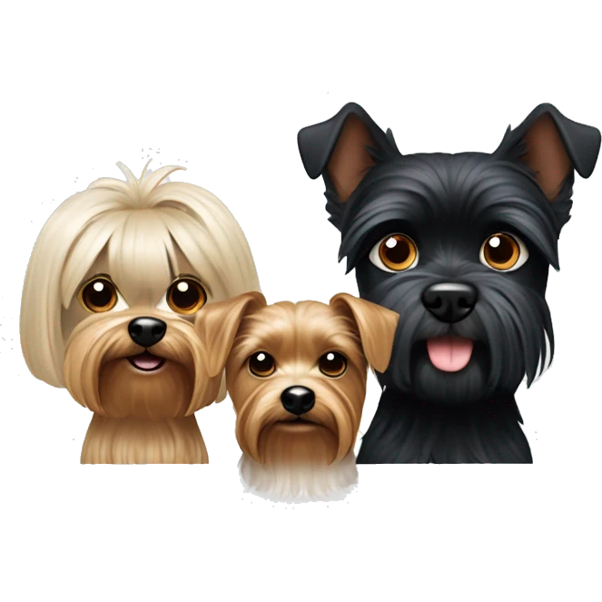 Husband, wife, Yorkshire terrier and black dog with white breasts emoji