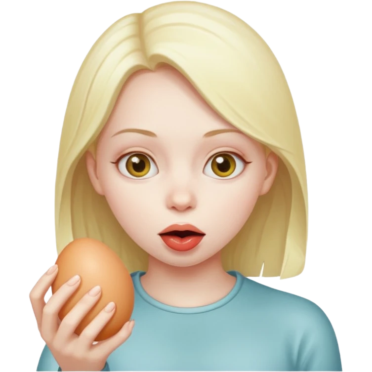 Girl sucking an egg emoji