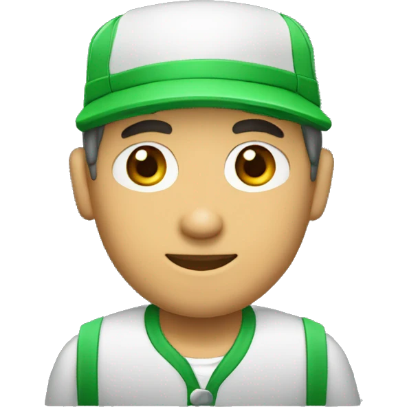 crear un profesor con gorra verde y camisa verde cuello mao emoji
