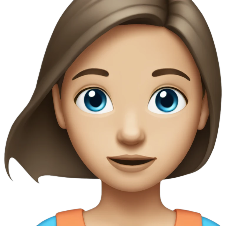 Brunette kid girl straight hair blue eyes  emoji