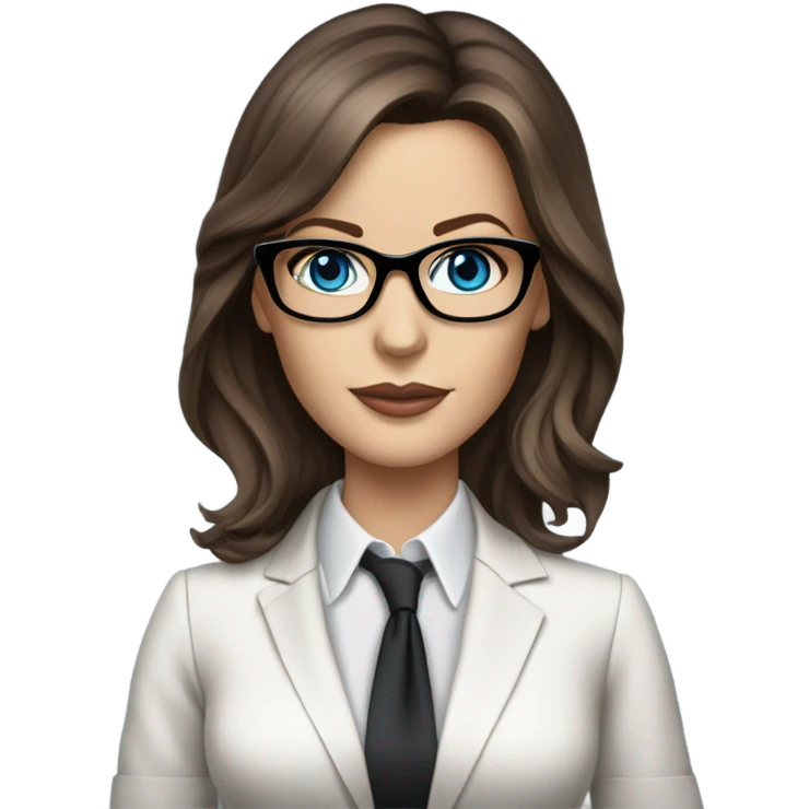 Lifelike Kate Beckinsale blue eyes wearing glasses in a business dress emoji