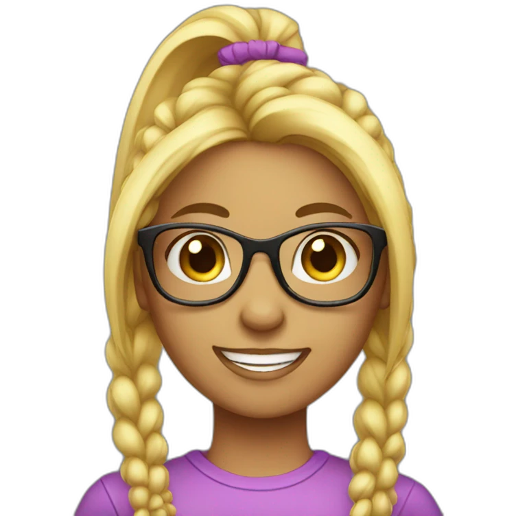 bright hair girl with ponytail with glasses emoji