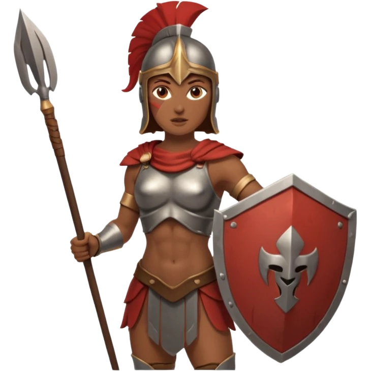 woman spartan warrior holding spear and shield emoji