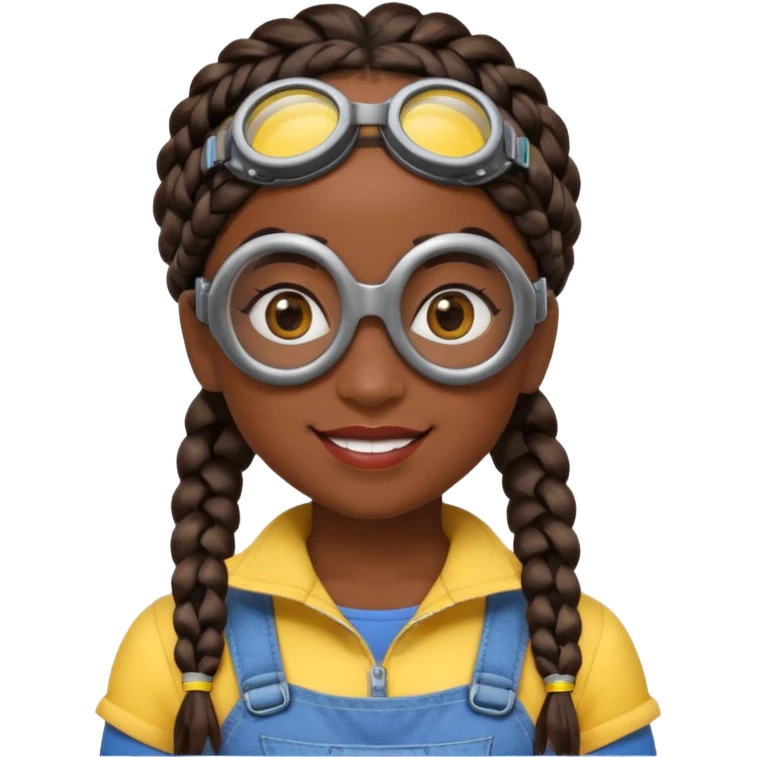 Minion emoji and a smurk like this emoji but a minion so basically that emoji with the goggles and the hair and not a funny head shape 😏  black girl with braids black girl / dark. Skinned girl emoji