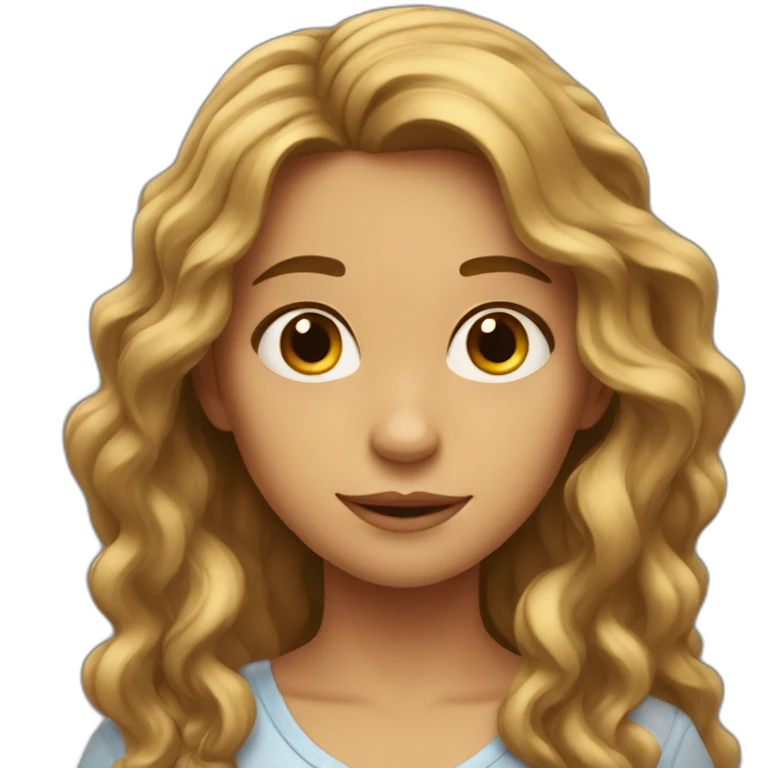 the character is a girl with long, wavy hair. emoji