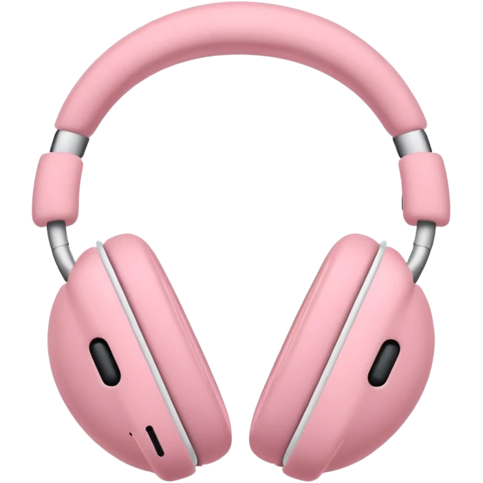 Create a pink happy circle emoji who listens to music on AirPods Max  emoji