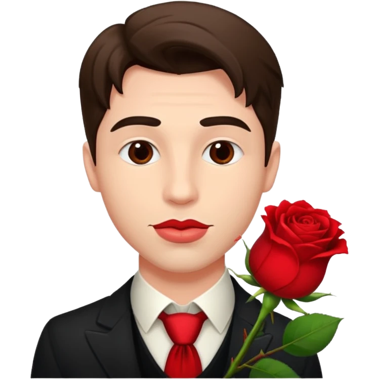 handsome man with a rose in his mouth emoji