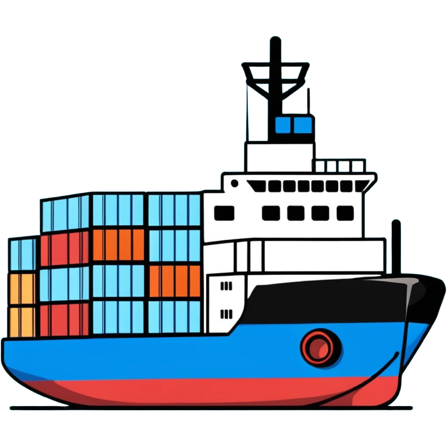 Cargo container ship in ocean emoji