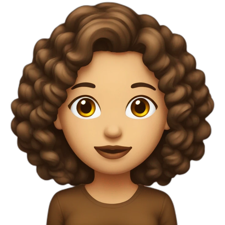 Mujer pelo largo rizado color marrón emoji