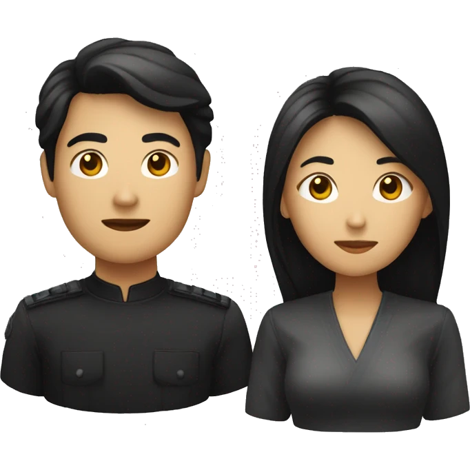 un homme noir foncé et une femme asiatique  emoji