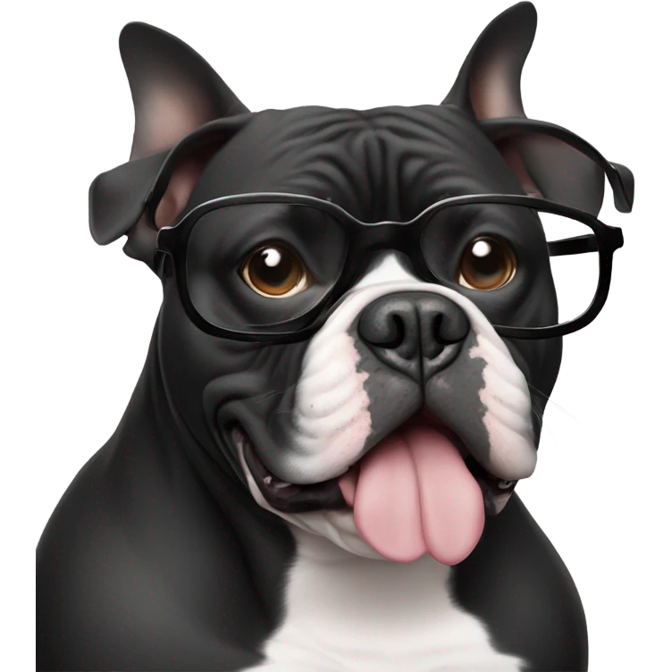 99% Black American Bully with nerd glasses emoji