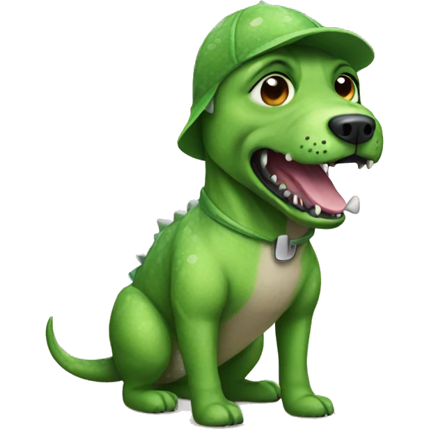 Dog wearing dinosaur costume emoji