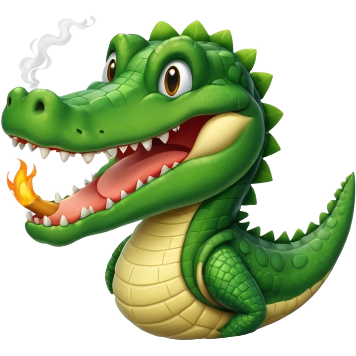 Un alligator habillé en smoking faisant un sourire emoji