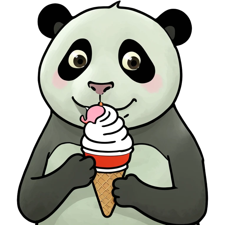 Panda eating ice cream emoji