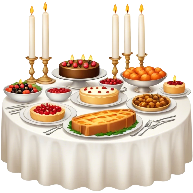 Table with buffet food luxury and candles emoji