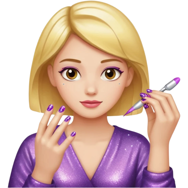Uñas pintándola, con brillos  emoji