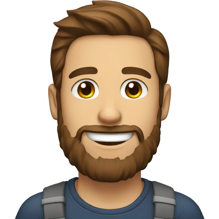 man brown hair beard smile emoji