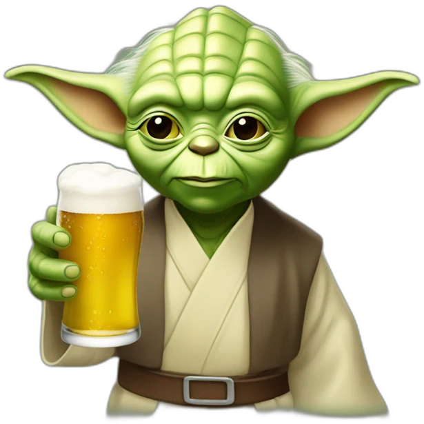 Maitre Yoda boie une biere emoji