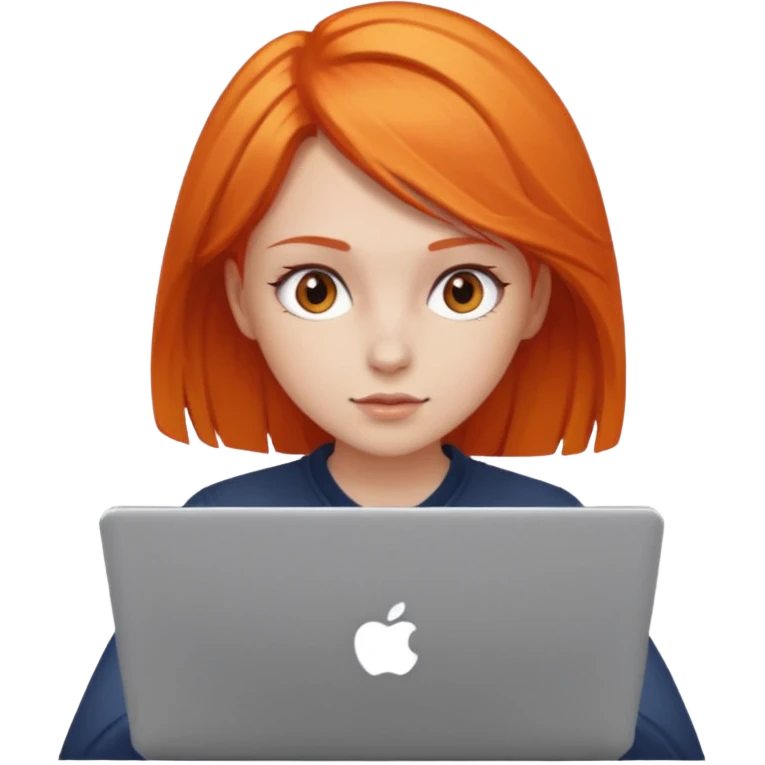a girl who has a orange hair is using a laptop emoji