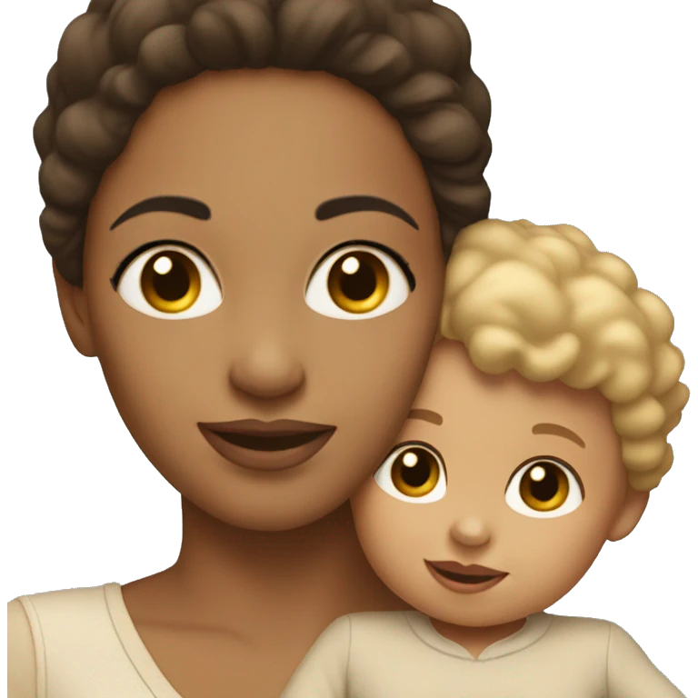 light skin tone brunette woman holding toddler emoji