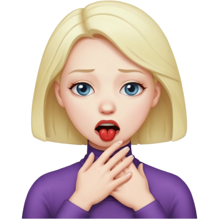 Woman choking herself emoji