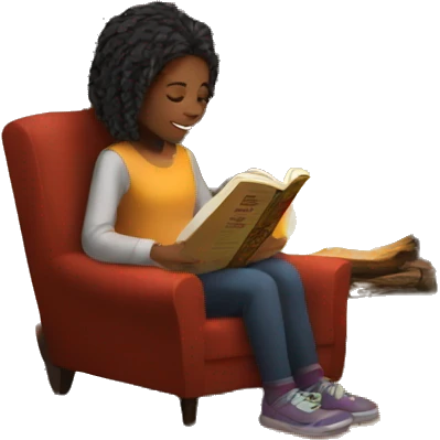 Girl reading by fireplace  emoji