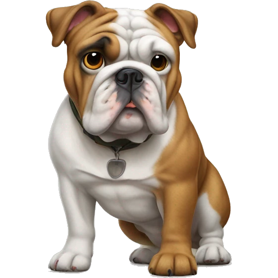 An English bulldog standing on top of a hunting dog emoji